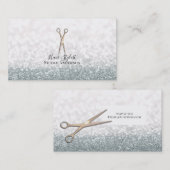 Carte De Visite Rose Gold Ciseaux White Parties scintillant Hair S (Devant / Derrière)