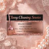 Carte De Visite Rose Gold Classy Cleaning Services