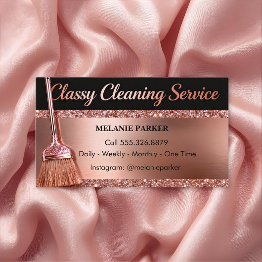 Carte De Visite Rose Gold Classy Cleaning Services