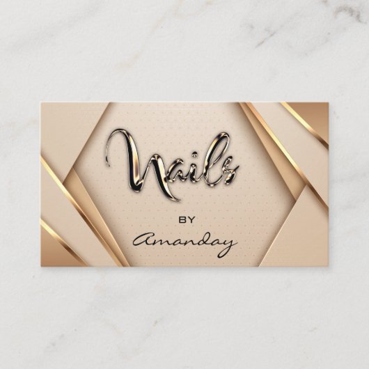 Carte De Visite Rose Gold Clou Artiste Script Logo géométrique Mod (Devant)