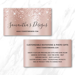 Carte De Visite Rose Gold Confetti Pailleté Ombre Boutique en Lign