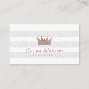 Carte De Visite Rose Gold Couronne cheveux et maquillage Salon mod