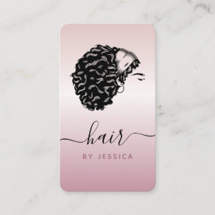 Carte De Visite Rose Gold Curly Afro Coiffeuse coiffeuse Beauté Sa