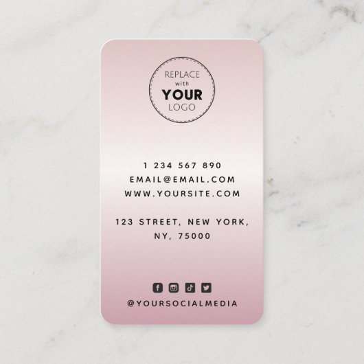 Carte De Visite Rose Gold Curly Afro Coiffeuse coiffeuse Beauté Sa (Dos)