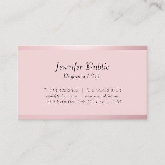 Carte De Visite Rose Gold Custom Calligraphed Script Modèle (Devant)