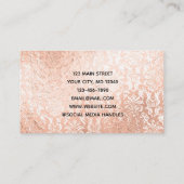 Carte De Visite Rose Gold Damassé Élégant Féminin (Dos)