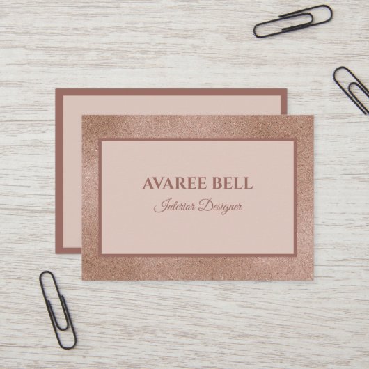 Carte De Visite Rose Gold Designer d'intérieur (Devant/Arrière en situation)