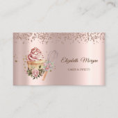 Carte De Visite Rose Gold Diamonds Floral Cupcake Rolling Pin (Devant)
