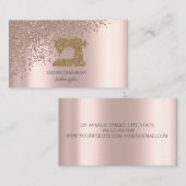 Carte De Visite  Rose Gold Diamonds Gold Glitter Sewing Machine (Devant / Derrière)