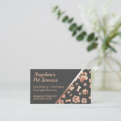 Carte De Visite Rose Gold Dog Walker Pet Empreinte de patte (Debout devant)