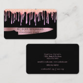Carte De Visite Rose Gold Drift Chef Outils de cuisine Parties sci (Devant / Derrière)