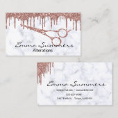 Carte De Visite Rose Gold Drips Ciseaux Altérations Couture (Devant / Derrière)