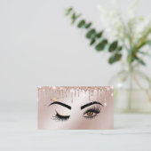 Carte De Visite Rose Gold Drips Étincelle Lashes Wink Eye Maquilla (Debout devant)