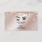 Carte De Visite Rose Gold Drips Étincelle Lashes Wink Eye Maquilla (Dos)