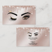 Carte De Visite Rose Gold Drips Étincelle Lashes Wink Eye Maquilla (Devant / Derrière)