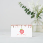 Carte de visite Rose Gold Drips Fraise (Debout devant)