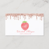 Carte de visite Rose Gold Drips Fraise (Devant)
