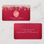 Carte De Visite Rose Gold Drips Fraise Rouge (Devant / Derrière)