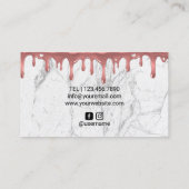 Carte De Visite Rose Gold Drips Marbre blanc Maquillage Artiste (Dos)