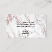 Carte De Visite Rose Gold Drips Marbre blanc Maquillage Artiste (Dos)