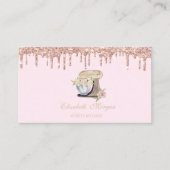 Carte De Visite Rose Gold Drives Boulangerie Mixer Fleurs (Devant)
