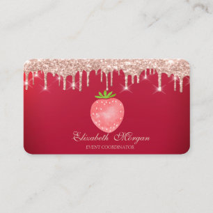 Carte De Visite Rose Gold Drives fraise rouge