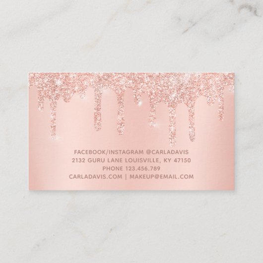 Carte De Visite Rose Gold Drives Sparkle Lash Salon Artiste maquil (Dos)