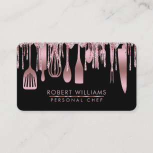 Carte De Visite Rose Gold Driving Chef Restauration Ustensiles de 