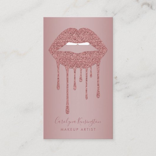 Carte De Visite Rose Gold Driving Parties scintillant Lips Maquill (Devant)