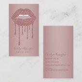 Carte De Visite Rose Gold Driving Parties scintillant Lips Maquill (Devant / Derrière)