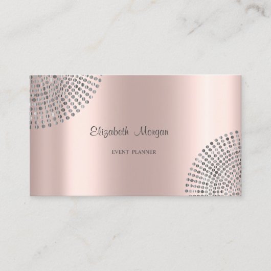 Carte De Visite Rose Gold Élégant et Stylé, Simple, Points (Devant)