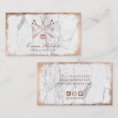 Carte De Visite Rose Gold Elegant Marbre Beauté Logo Salon (Devant / Derrière)