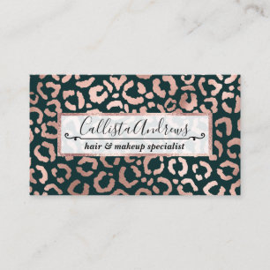 Carte De Visite Rose Gold Emerald Leopard Cheetah Poster de animal