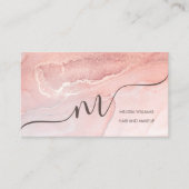 Carte De Visite Rose Gold  Encre Marbre | Code QR (Devant)