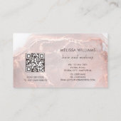 Carte De Visite Rose Gold  Encre Marbre | Code QR (Dos)