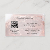 Carte De Visite Rose Gold Encre Marbre | Code QR (Dos)