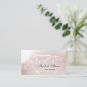 Carte De Visite Rose Gold Encre Marbre | Code QR (Debout devant)