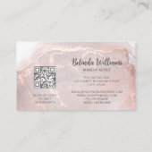 Carte De Visite Rose Gold Encre Marbre | Code QR (Dos)