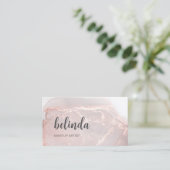 Carte De Visite Rose Gold Encre Marbre | Code QR (Debout devant)