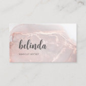 Carte De Visite Rose Gold Encre Marbre | Code QR (Devant)