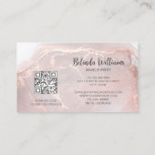 Carte De Visite Rose Gold Encre Marbre | Code QR (Dos)
