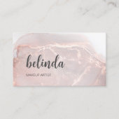 Carte De Visite Rose Gold Encre Marbre | Code QR (Devant)