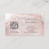 Carte De Visite Rose Gold  Encre Marbre | Code QR (Dos)