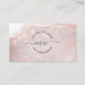 Carte De Visite Rose Gold  Encre Marbre | Code QR (Devant)