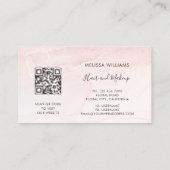 Carte De Visite Rose Gold Encre Marbre | Code QR (Dos)