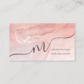 Carte De Visite Rose Gold Encre Marbre | Code QR (Devant)