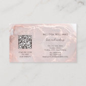 Carte De Visite Rose Gold Encre Marbre | Code QR (Dos)