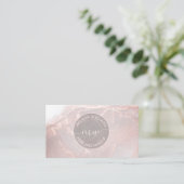 Carte De Visite Rose Gold Encre Marbre | Code QR (Debout devant)