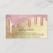 Carte De Visite Rose Gold épais Parties scintillant gouttes à ongl (Dos)