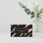 Carte De Visite Rose Gold et Black Modern Abstrait Professionnel (Debout devant)